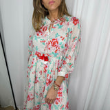 VESTIDO CAMISEIRO BRANCO ESTAMPADO FLORES