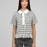 BLUSA TWEED PRETO E BRANCO