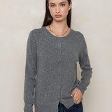 CARDIGAN 100% CASHMERE CINZA