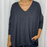 CAMISOLA MALHA DECOTE CANELADO CINZA