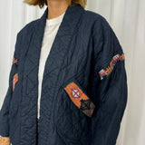 KIMONO AZUL MARINHO COM BORDADOS