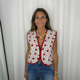 COLETE FLORES VERMELHO