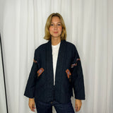 KIMONO AZUL MARINHO COM BORDADOS