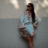 CONJUNTO AZUL E BEGE