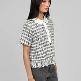 BLUSA TWEED PRETO E BRANCO
