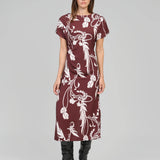 VESTIDO BORDEAUX FLORES