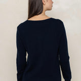 CARDIGAN 100% CASHMERE AZUL MARINHO