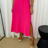 VESTIDO ROSA COM ABERTURA