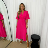 VESTIDO ROSA COM ABERTURA