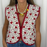 COLETE FLORES VERMELHO