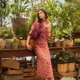 VESTIDO ROSA ESTAMPADO COM LAÇADA