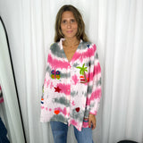 CAMISA ROSA E CAQUI COM BORDADOS