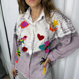 CAMISA TIE DYE BORDADOS ROSA