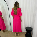 VESTIDO ROSA COM ABERTURA