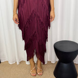 VESTIDO BORDEAUX FRANJAS
