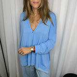 CARDIGAN MALHA FRIA AZUL CLARO