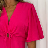 VESTIDO ROSA COM ABERTURA