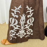 SAIA CASTANHA COM BORDADOS