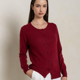 CARDIGAN 100% CASHMERE BORDEAUX