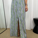 VESTIDO ESTAMPADO VERDE E AZUL