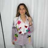 CAMISA TIE DYE BORDADOS ROSA