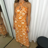 VESTIDO LARANJA COM BORDADOS