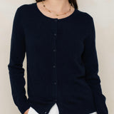 CARDIGAN 100% CASHMERE AZUL MARINHO