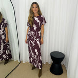 VESTIDO BORDEAUX FLORES