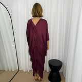 VESTIDO BORDEAUX FRANJAS