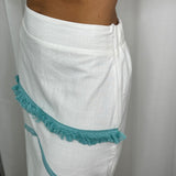 CONJUNTO TOP E SAIA BRANCO E AZUL
