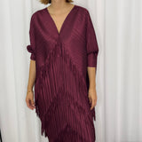 VESTIDO BORDEAUX FRANJAS