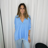 CARDIGAN MALHA FRIA AZUL CLARO