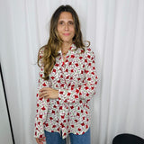 CAMISA FLORES VERMELHAS