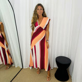VESTIDO RISCAS TONS QUENTES