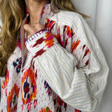 CAMISA IKAT BORDADOS LARANJA