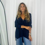 CARDIGAN MALHA FRIA AZUL MARINHO