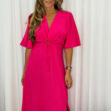 VESTIDO ROSA COM ABERTURA