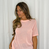 T-SHIRT MALHA FRIA ROSA CLARO