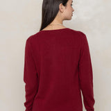 CARDIGAN 100% CASHMERE BORDEAUX