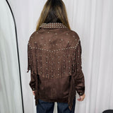 BF - CASACO NOBUCK CASTANHO FRANJAS E TACHAS