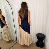 VESTIDO AZUL MARINHO BARRA CRU