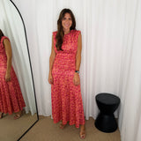 VESTIDO EM MALHA SEDA ROSA E CORAL