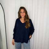 CAMISOLA DECOTE CANELADO AZUL MARINHO