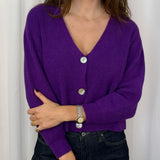 CARDIGAN MALHA CANELADO ROXO