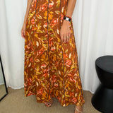 VESTIDO FLORES TELHA COM VIVO