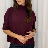 CAMISOLA MALHA MEIA GOLA BORDEAUX LARGA