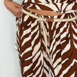 CONJUNTO TOP E CALÇAS ZEBRA CASTANHO