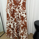 VESTIDO ALINHADO FLORES TELHA
