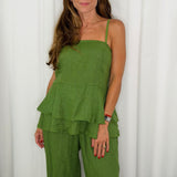 CONJUNTO TOP E CALÇAS LINHO VERDE