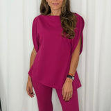 CONJUNTO TÚNICA E CALÇAS FUCSIA